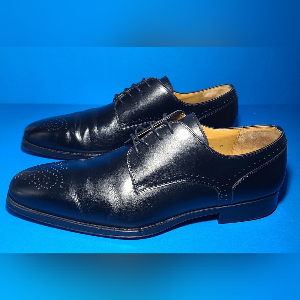 Magnanni Gregorio Derby Brogue Men's Black Leather Dress Shoes Size 12 M US - Picture 7 of 14
